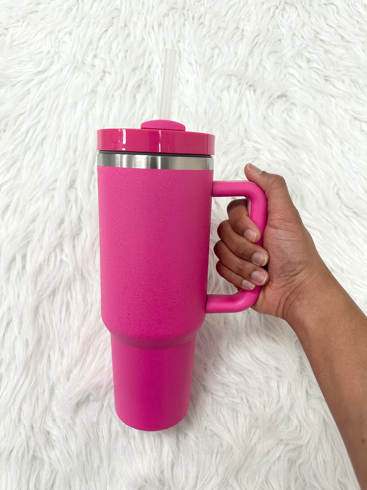 Hot Pink Crackle Tumbler