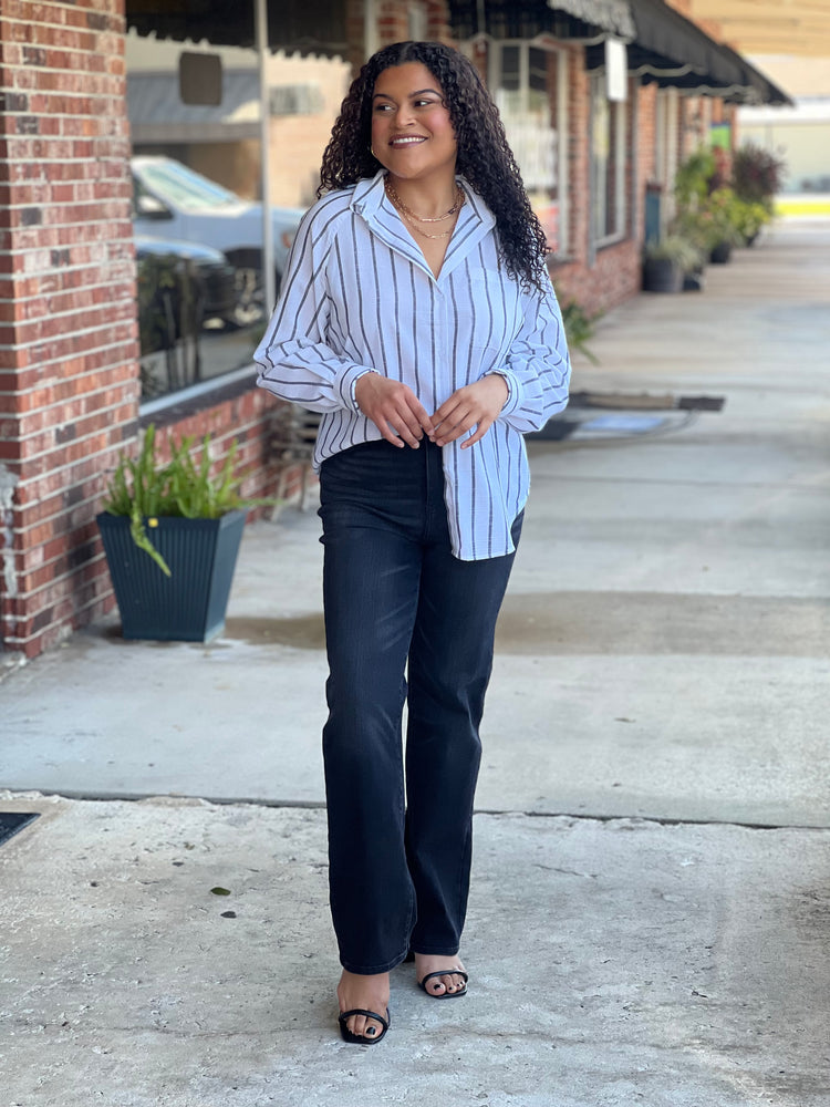 Striped Button Down Oversized Shirt