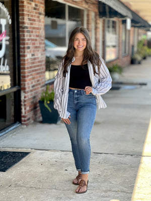 Striped Button Down Oversized Shirt