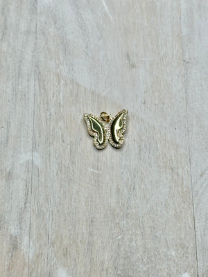 Pave Gold Butterfly Charm For Charm Bar & Charm Necklace