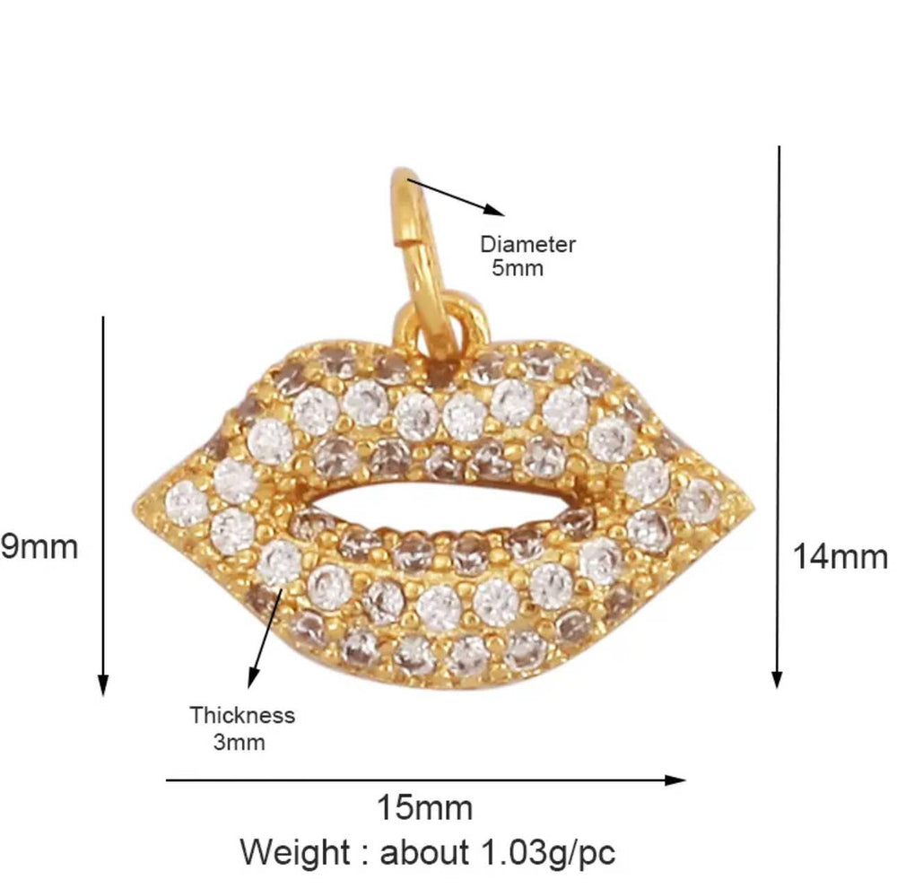 Pave Lips Charm For Charm Bar & Charm Necklace