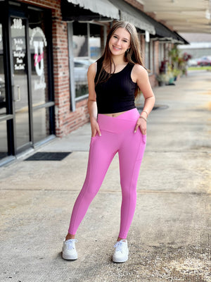 Pink Sculpt Ribbed Leggings