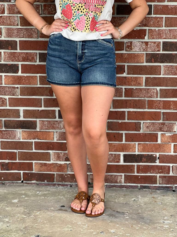 High Waist Shield Back Pocket Shorts