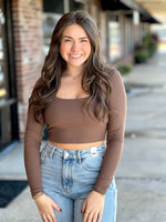 Mocha Long Sleeve Crop Top