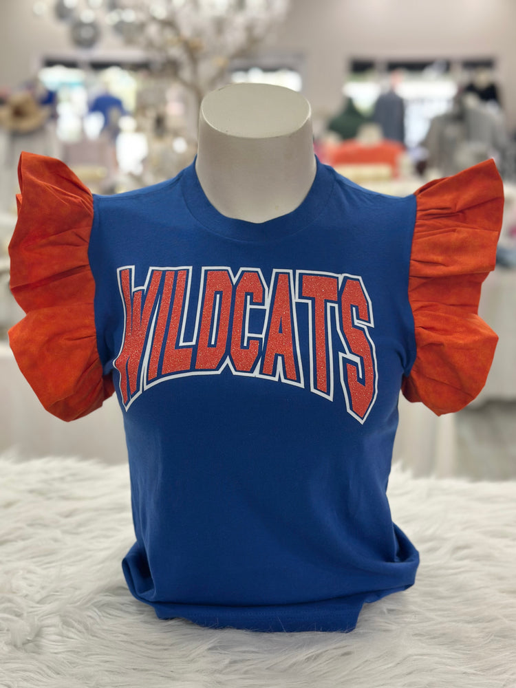 Youth Wildcat Ruffle Glitter T Shirt