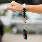 Hands-Free Silicone Beaded Keychain Wristlet - Midnight Glam