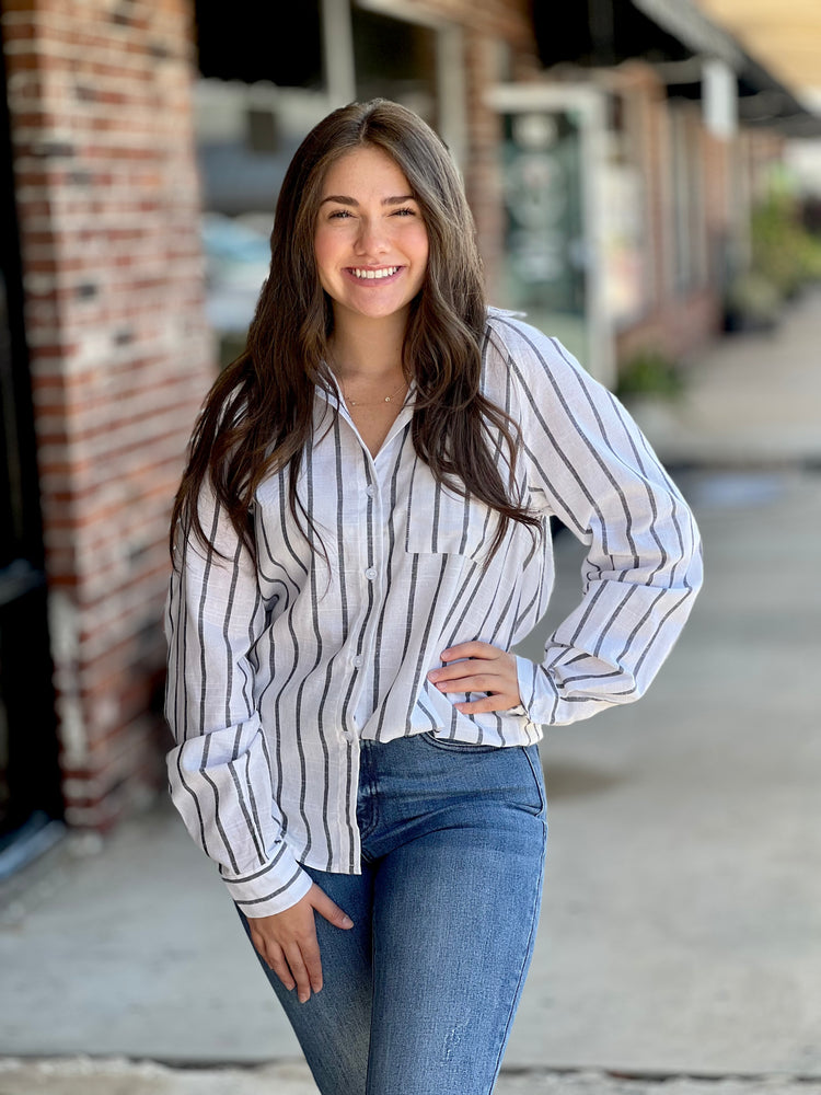 Striped Button Down Oversized Shirt