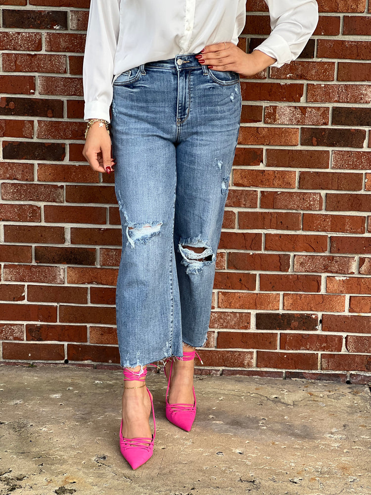 HW Crop Wide Leg Jeans