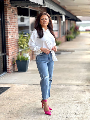 Ivory Pearl Glow Luxe Blouse