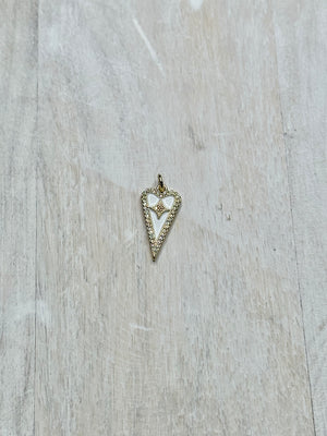 Tall White Heart Charm For Charm Bar & Charm Necklace