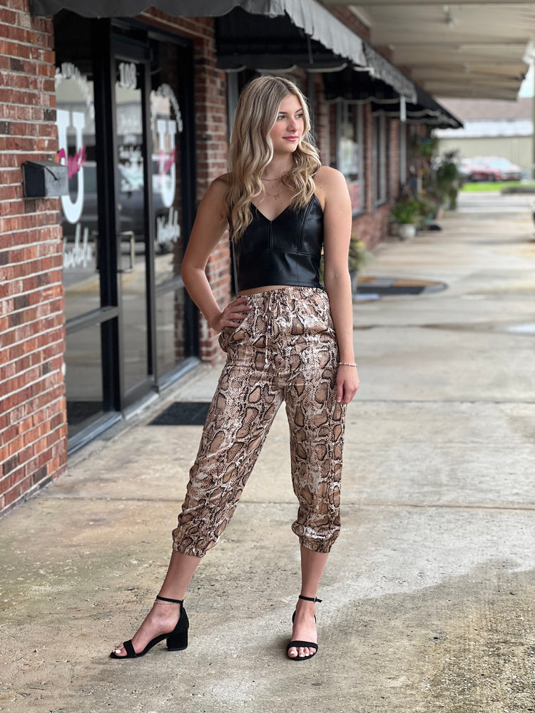 Snake Print Satin Joggers