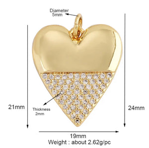 Heart Half CZ Charm For Charm Necklace & Bracelet