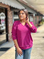 Dear Scarlett - V Neck Magenta Top