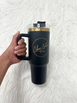 Classy Cactus Glitter Logo Tumbler