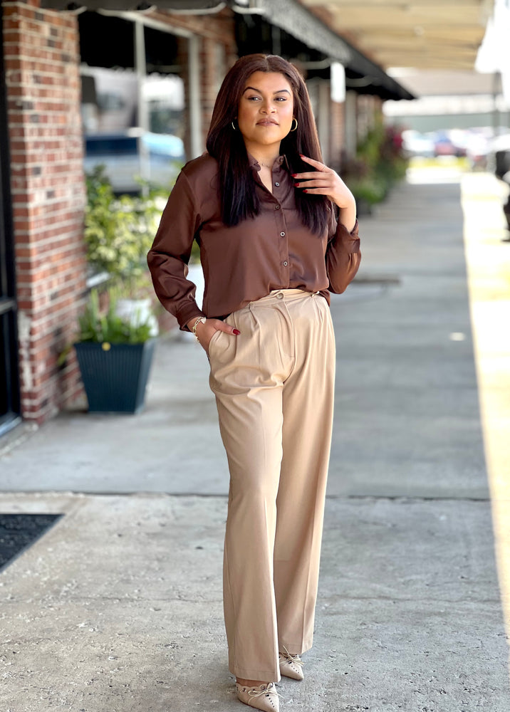 HW Khaki Wide Leg Pants