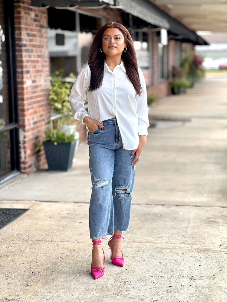 Ivory Pearl Glow Luxe Blouse