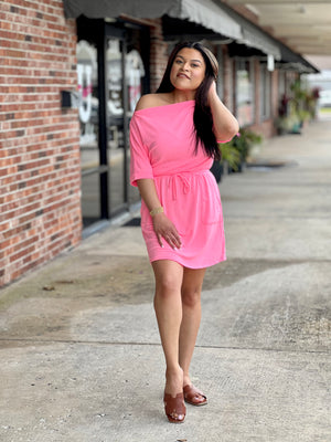 Pink French Terry Short Dress