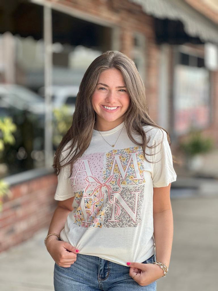 Patchwork Bow AMEN Tee