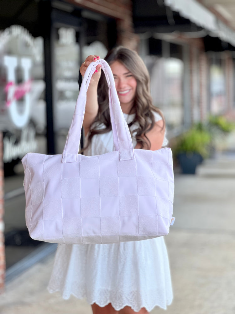 Terry Tote-Purple Check