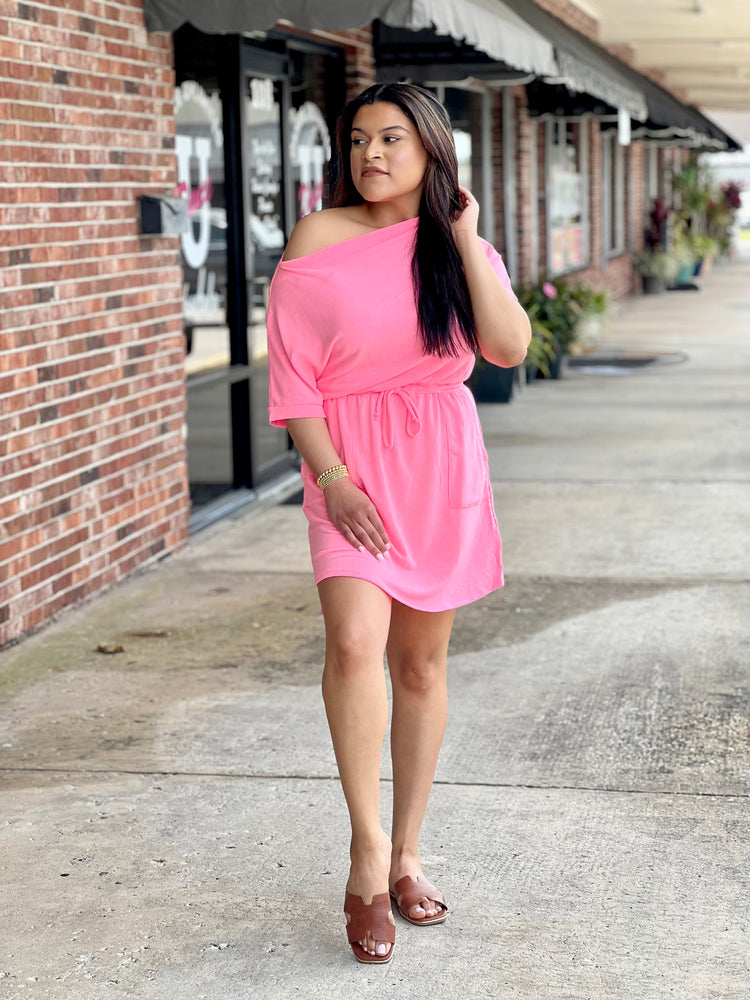 Pink French Terry Short Dress