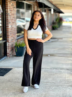 Pinstripe Wide Leg Linen Pants