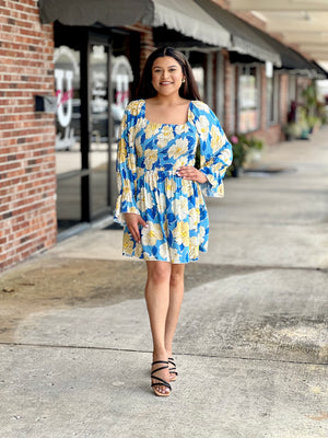 Floral Smocked Bell Sleeve Dress