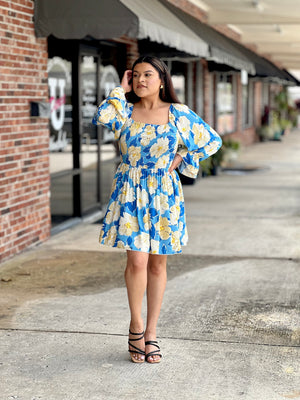 Floral Smocked Bell Sleeve Dress