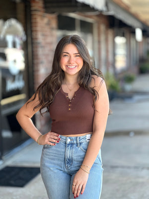 Brown Knit Crop Top