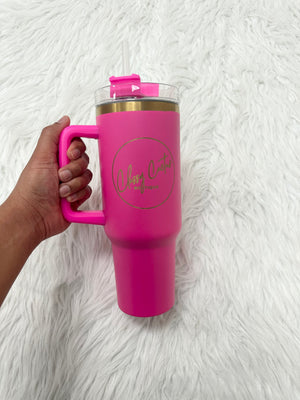 Classy Cactus Glitter Logo Tumbler