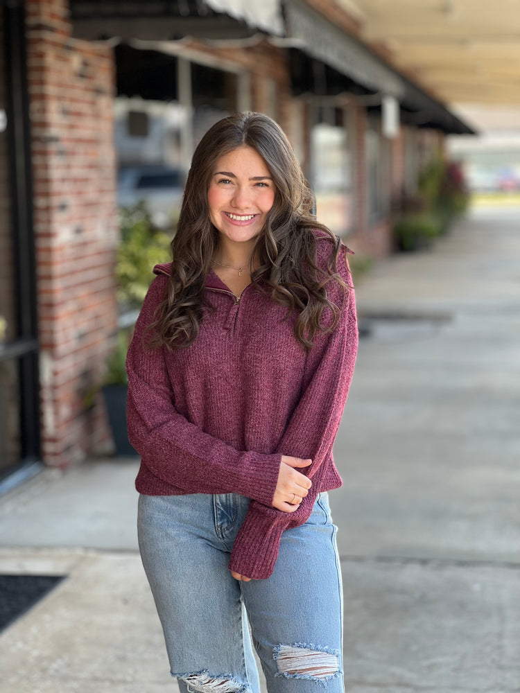 Cabernet Half Zip Sweater