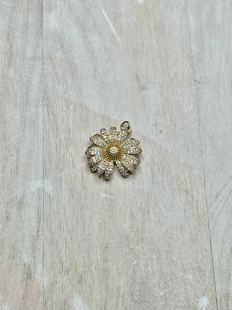 CZ Stone Daisy Charm For Charm Necklace & Bracelet