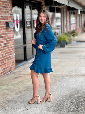 Teal Ruched Dress