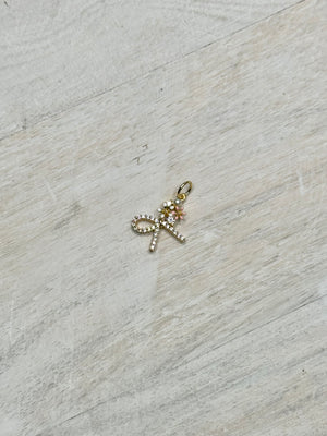 Pave Flower Bow Charm For Charm Bar & Charm Necklace