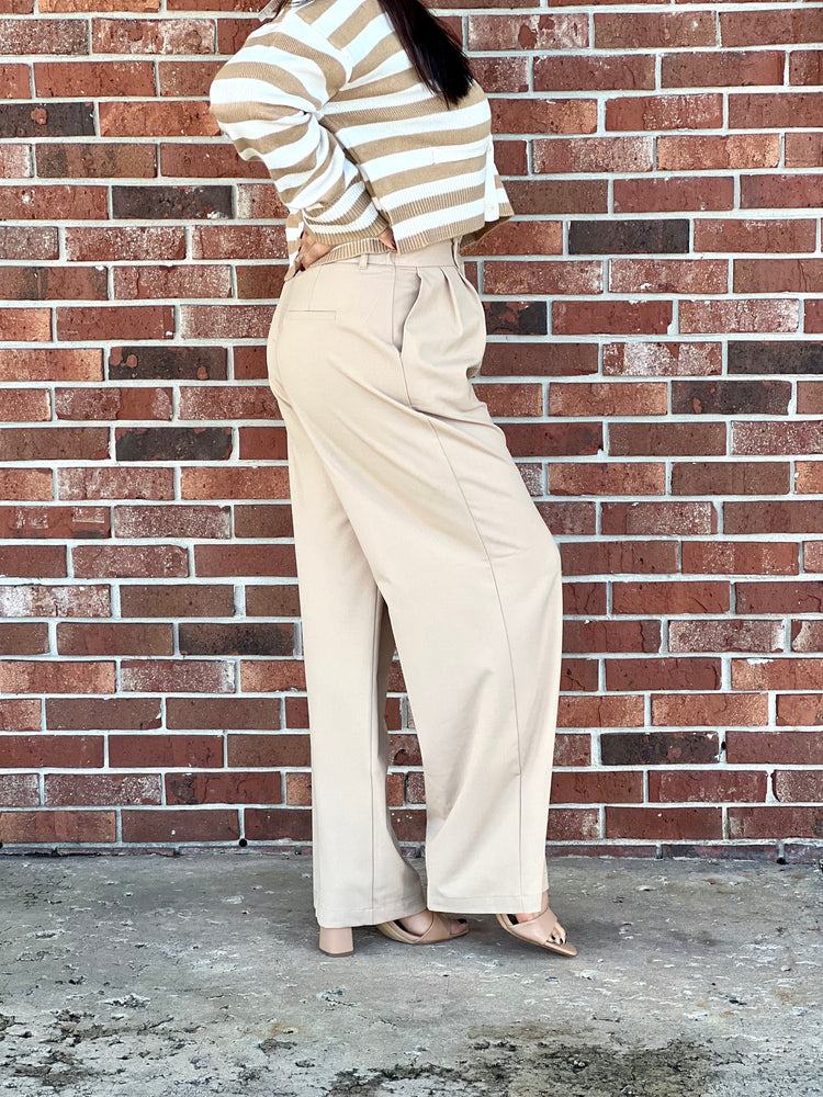 HW Khaki Wide Leg Pants