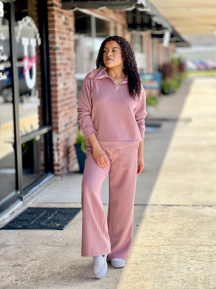 Mauve Half Zip Sweatshirt