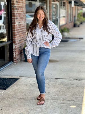 Striped Button Down Oversized Shirt