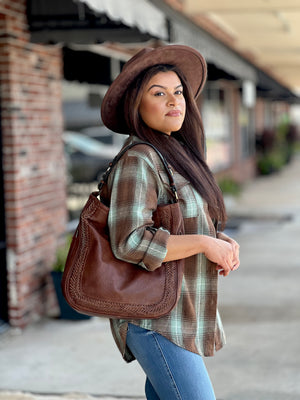 Brown Faux Suede Fedora