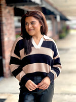 Camel Stripe Long Sleeve Sweater