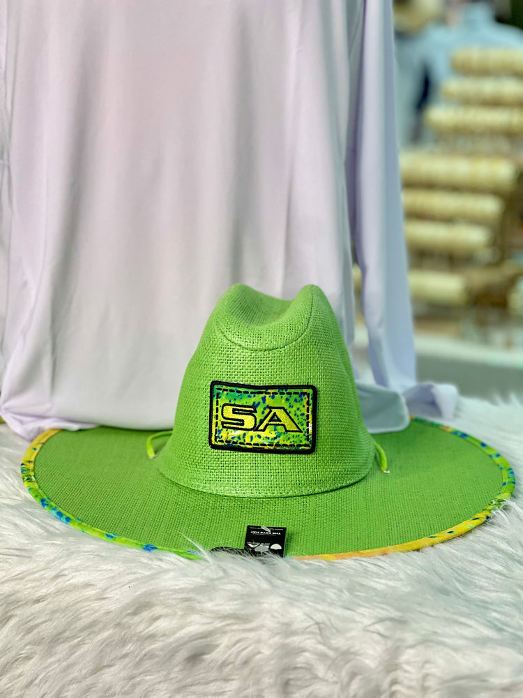 Under Brim Straw Hat | Reel Mahi | Neon Green