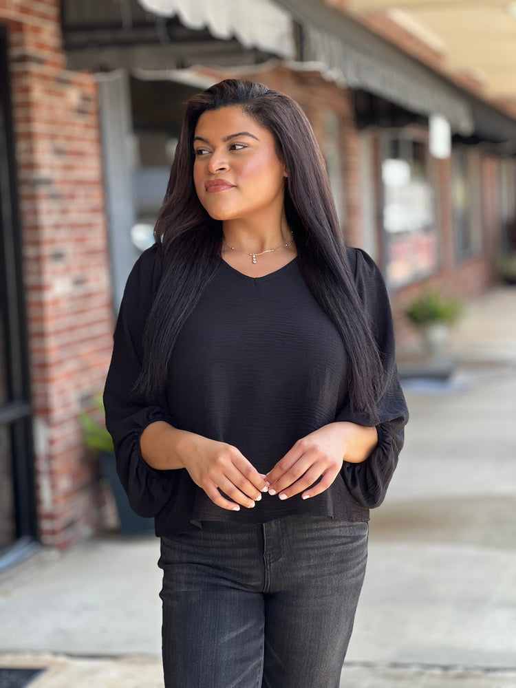 Black Volume Sleeve Top