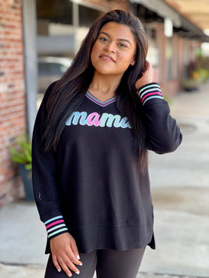 Mama Embroidered Corded Sweatshirt