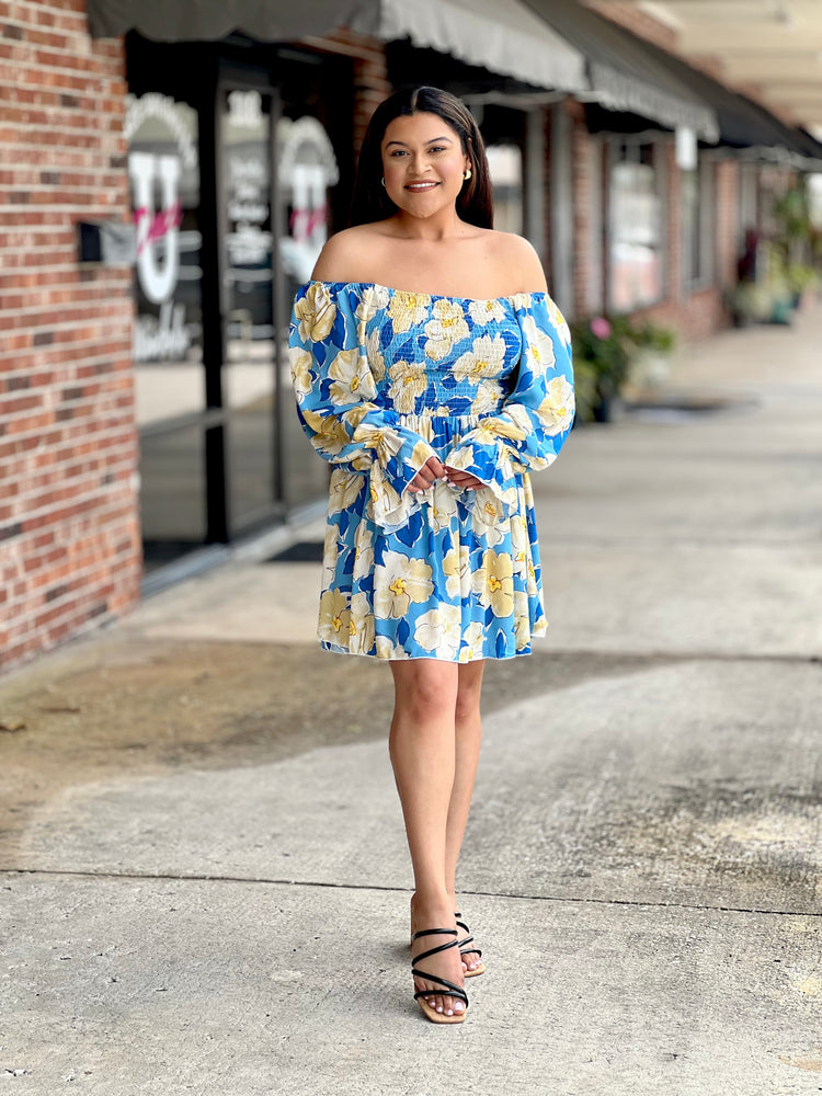 Floral Smocked Bell Sleeve Dress