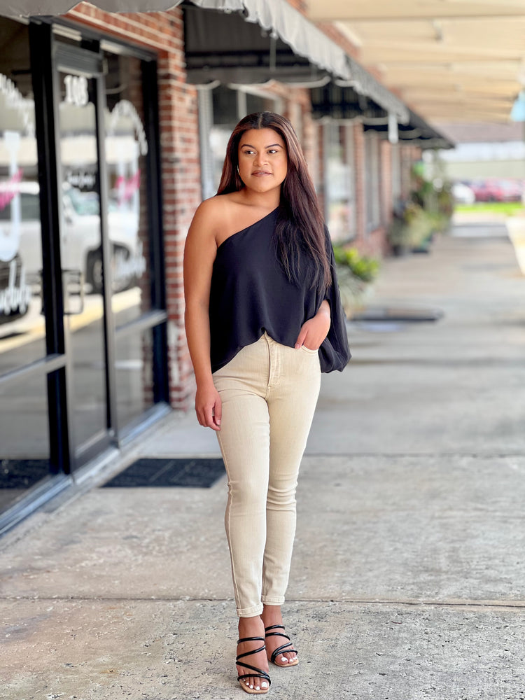 Black One Shoulder Top