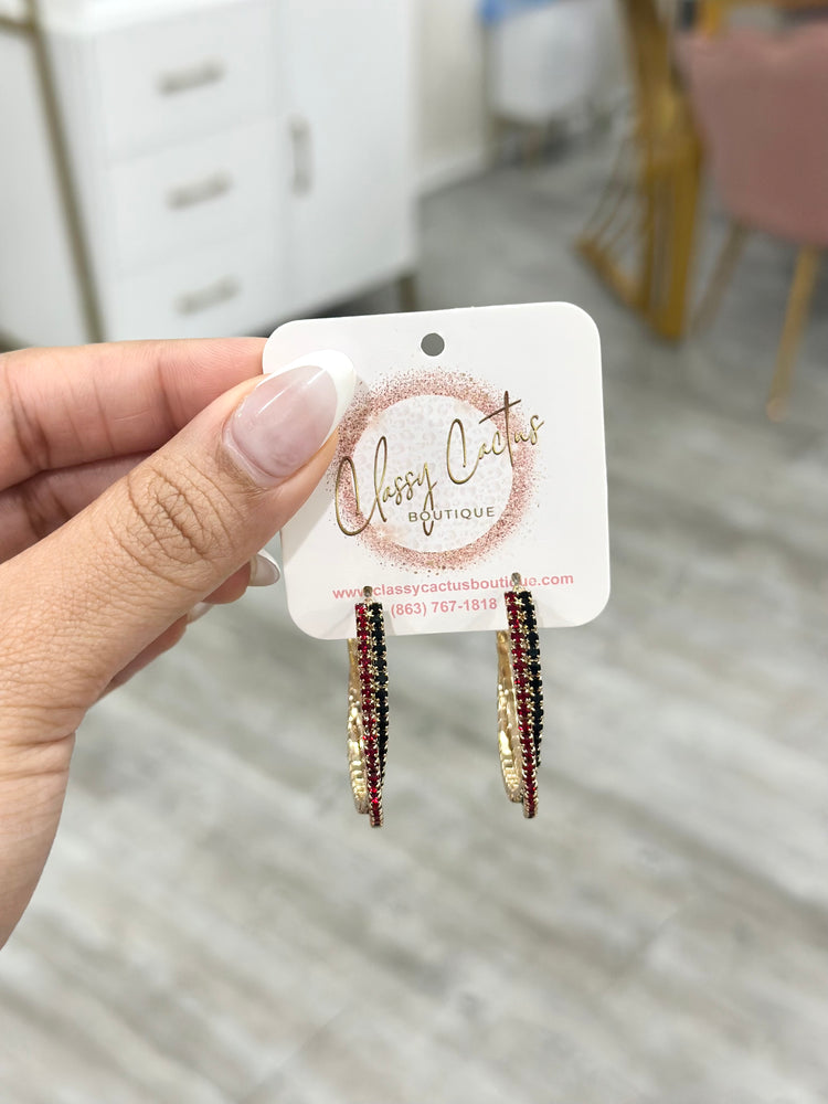 Game Day Rhinestone Hoop Earrings