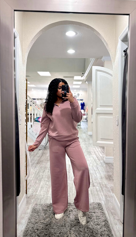 Mauve Wide Leg Sweat Pants