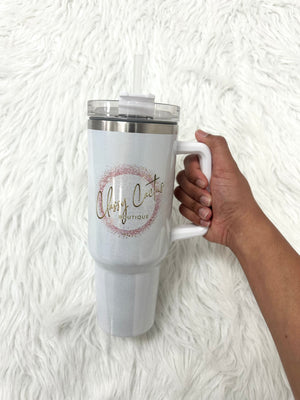 Classy Cactus Glitter Logo Tumbler