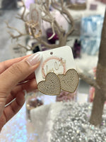 Pearl Paved Heart Earrings