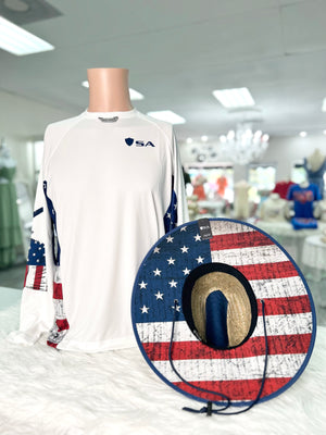 Under Brim Straw Hat | American Flag 2.0