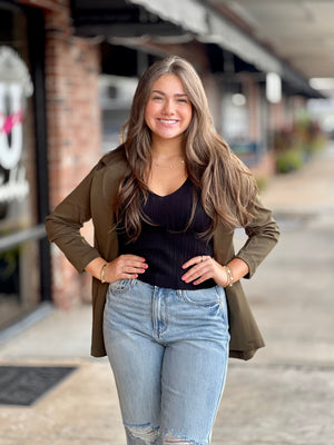 Black V Neck Sweater Top