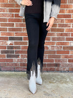 Black Rhinestone Fringe Jeans